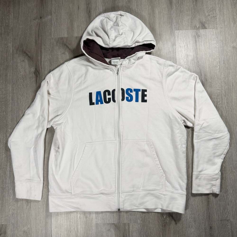 Lacoste Sport Men's Full-Zip Fleece Hoodie Spellout Size 7 Large